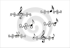 Spiral decorative element text break with music notes