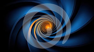 A spiral design with blue and orange colors.