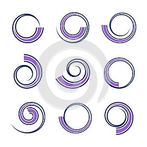 Spiral design elements. Abstract swirl icons