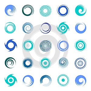 Spiral design elements with circular rotation swirl movement