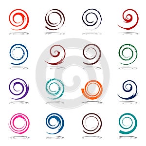 Spiral design elements set.