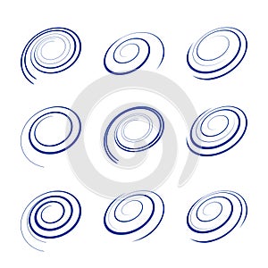 Spiral Design Elements Set. Abstract Swirl Icons