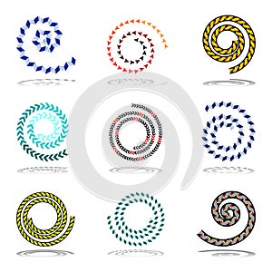 Spiral design elements set.