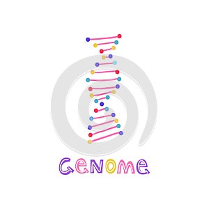 Spiral DNA - hand drawn genome sequencing illustration. Human dna research technology symbol.