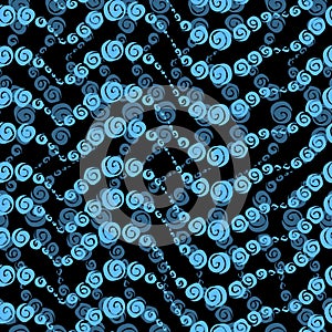 Spiral doodle. Seamless pattern. Hand drawing.