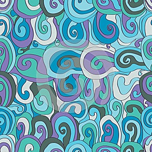 Spiral drawing seamless pattern