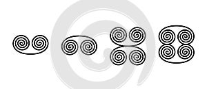 Spiral form ornaments, buckle or volute shaped symbols photo