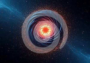 Spiral Galaxy with Bright Core and Cosmic Dust Swirls in Space