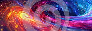 A spiral galaxy with a bright orange center and a blue and purple outer edge by AI generated image