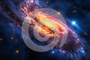 Spiral Galaxy Core Radiance in Deep Space