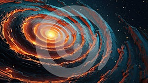 Spiral Galaxy in deep spcae, 3D illustration. Generative AI. photo