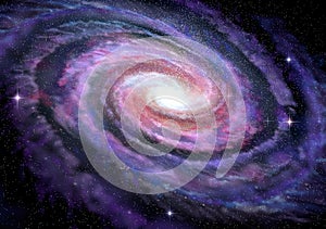 Spiral Galaxy in deep spcae, illustration