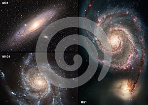 Spiral Galaxy Photo Collage. M31-M51-M101. Elements of this picture furnished by NASA