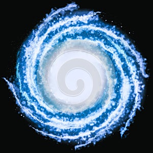 Spiral galaxy, simple colored digital drawing with many details