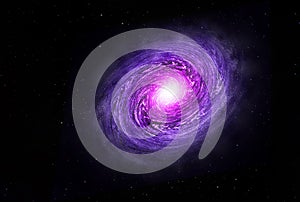 Spiral galaxy space with bright stars illustration. Abstract astronomical science background