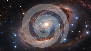 spiral galaxy in space A celestial view of the starfield and galaxy in outer space. The image shows the diversity