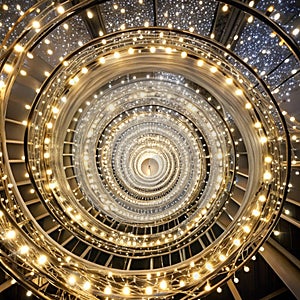 Spiral of Glowing White Lights