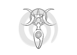 Spiral goddess of fertility and triple moon wiccan. The spiral cycle of life, death and rebirth. Woman wicca mother earth symbol