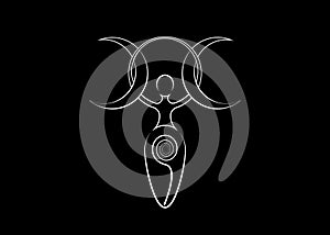 Spiral goddess of fertility, Wiccan Pagan Symbols Triple moon. The spiral cycle of life, death and rebirth. Wicca mother earth