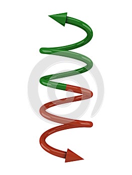 Spiral green red line with arrows