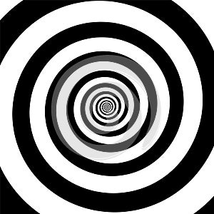 Spiral hipnotic optical illusion. Hypnotizing swirl. Trance sleep hypnotherapy. Simple graphic vector illustration. Concentartion 