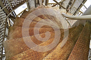 Spiral iron staircase inside the old lighthouse