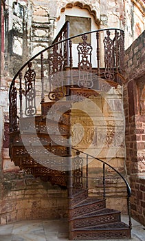 Spiral iron staircase in Jodhpur, India