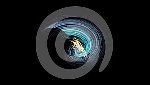 Spiral Light Stripes Multicolor Swirling in space,Networking and Fiber Optics Light isolated on Black Background 4K