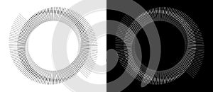 Spiral with lines as dynamic abstract vector background or logo or icon. Yin and Yang symbol. Design element or icon. Black shape