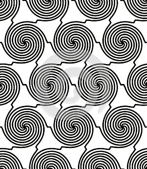 Spiral lines monochrome seamless pattern