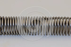 The spiral is made of thick nichrome. Macro.