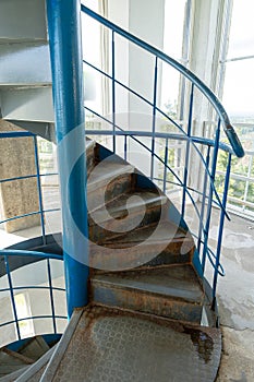 Spiral metal stairway of Suure Munamae observation tower in Estonia