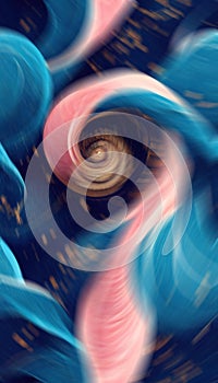 Spiral motion abstract background blur blue pink AI generated