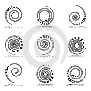 Spiral movement. Design elements set.