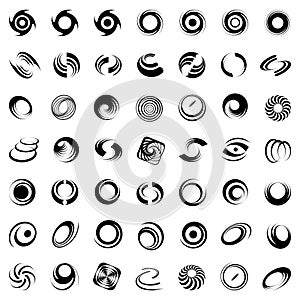 Spiral movement and rotation. 49 design elements. photo