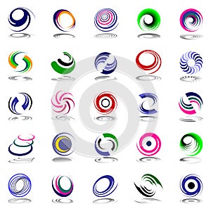 Spiral movement and rotation. Design elements.