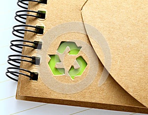 Spiral note with recycle mark