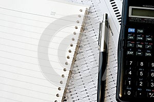 Spiral Notebook and Calculator