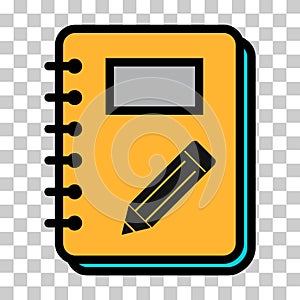 Spiral notebook icon, paper blank page symbol, note web flat vector illustration