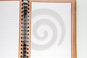 Spiral notebook in lines space for text