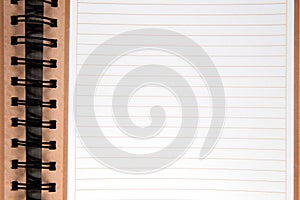 Spiral notebook in lines space for text