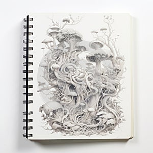 Spiral Notebook With Mushrooms: Hyper-detailed Nature-inspired Renderings