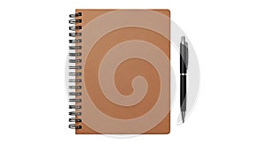 Spiral Notebook and Pen on Black Background