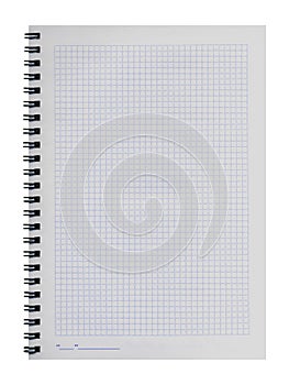 Blank background. Empty paper spiral notebook isolated on transparent