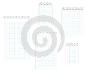 Spiral notebook with squared metric field rule sheets set, template