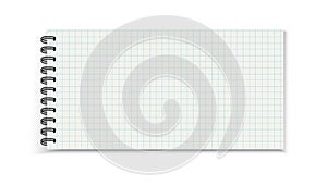 Spiral Notebook Template - Empty Cell Grid Striped Vector Illustration - Isolated On White Background