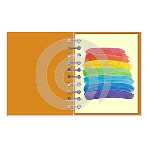 Spiral notebook with watercolor rainbow