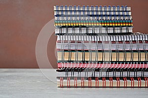 Spiral notebooks stacked