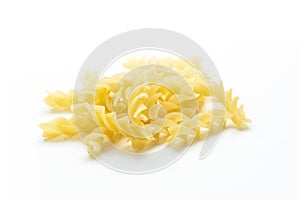 Spiral pasta on a white background