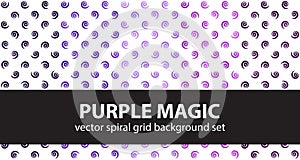Spiral pattern set Purple Magic. Vector seamless backgrounds